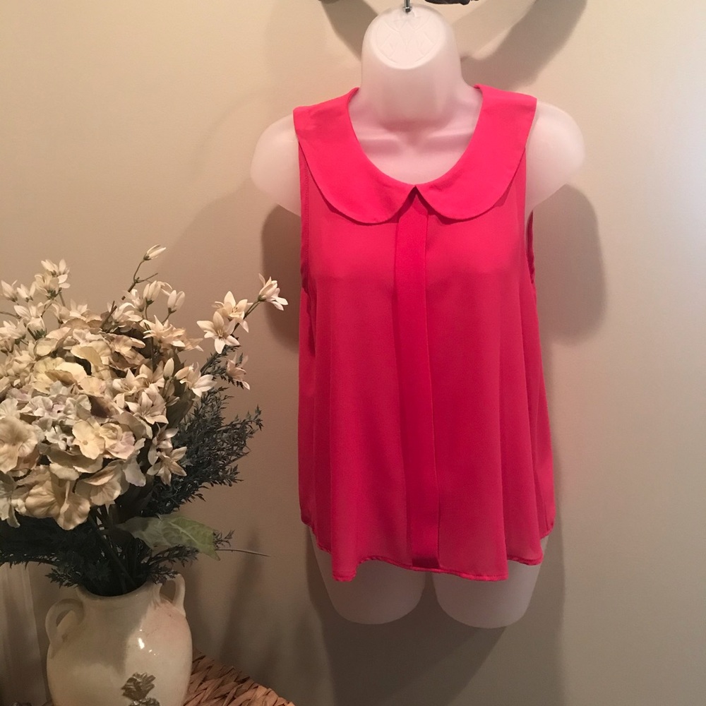 Sleeveless Dress Top Keyhole back Fuchsia Size S